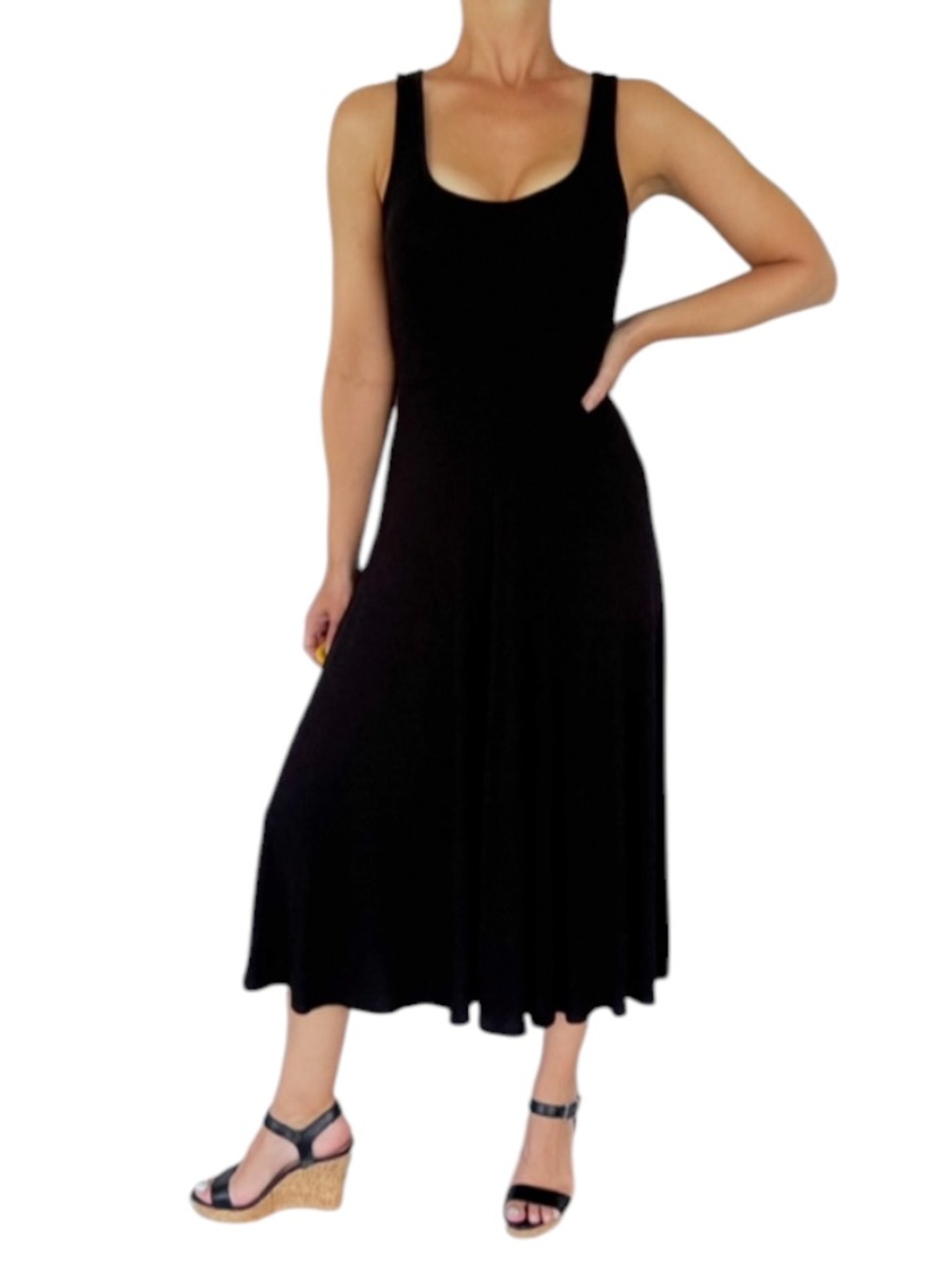 Marine Layer Lexi black ribbed stretch knit fit and flare midi dress size small